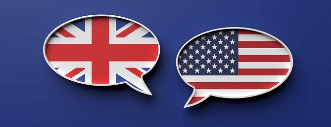 Infográfico: palavras em inglês britânico e inglês americano